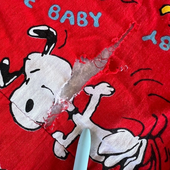 Vintage Snoopy & Woodstock Come Dance With Me Baby Sleeping Bag Red 30x65 FLAWS - Picture 8 of 13